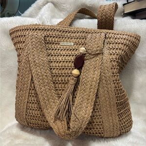 Catherine Malandrino Natural Woven Tote Bag